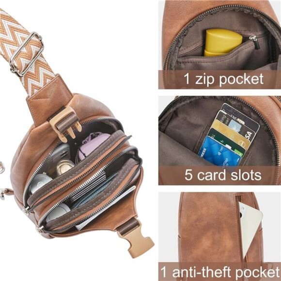 Crossbody Bags Vegan Leather Brown - Picture 3 of 6